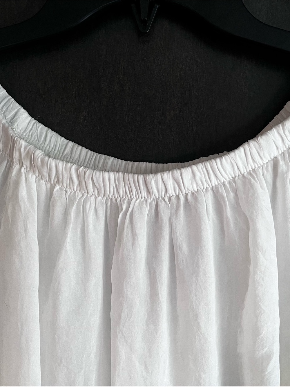 Boho Romantic White 100% Italian Silk Blouse Lace Sleeves Off Shoulder Size M - Picture 9 of 12